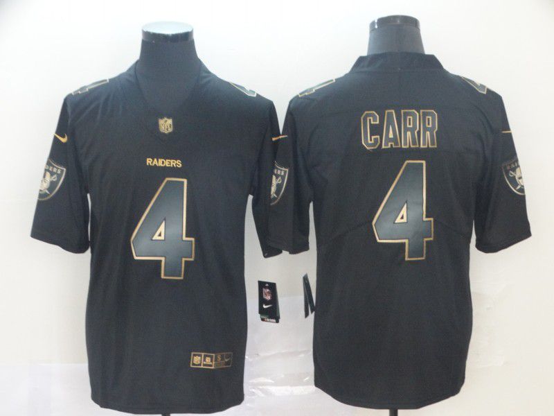 Men Oakland Raiders 4 Carr Nike Vapor Limited Black Golden NFL Jerseys